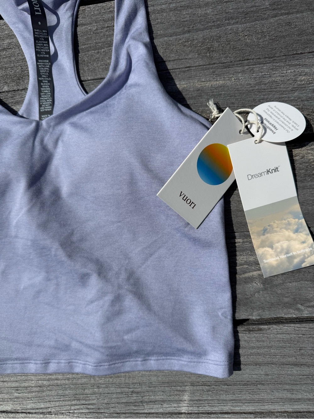 Vuori Halo Performance Crop Lavender Mist Heather Size SMALL NWT DreamKnit Tank - Picture 2 of 7